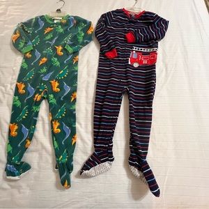 2 Carter’s Footed Long Sleeve One Piece PJs Pajamas Stripe/ Animals Size 3T